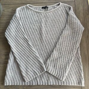 Ann Taylor Light Gray Ribbed Sweater - M